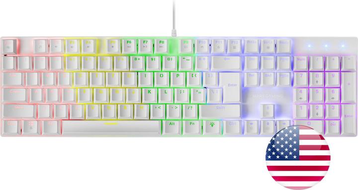 Produktbild Mars Gaming MK422 White RGB Gaming Keyboard Red Mechanical Switch US Language (US, Kabelgebunden)