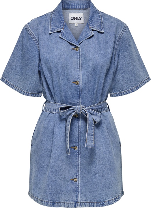 Image du produit Only Normal geschnitten V-Ausschnitt Kastige Ärmel Kurzes Kleid Jeanskleid (M)