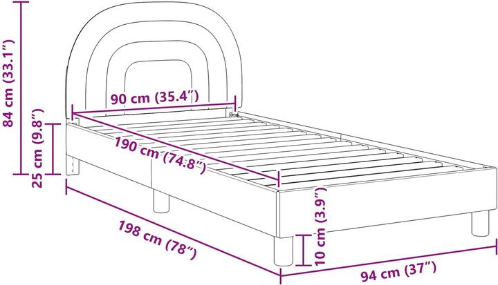 Produktbild vidaXL Moderner Bettrahmen (90 x 190 cm)