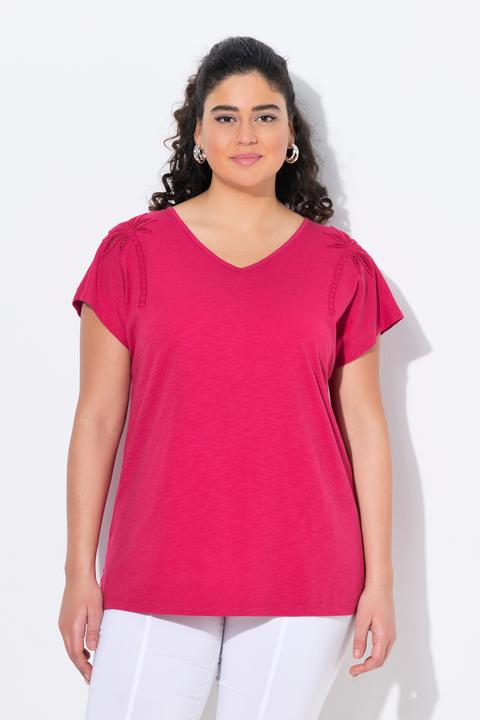 Image du produit Ulla Popken T-shirt, motif palmiers, oversize, col V, manches courtes (62)