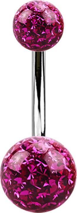 Immagine prodotto Star Piercing Banana argento con due sfere di cristallo fucsia strato protettivo epossidico (senza ottone, Titanio)