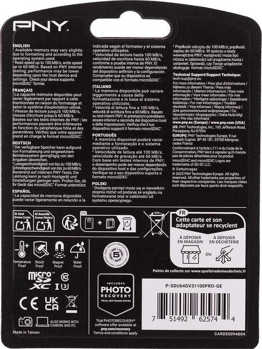Produktbild PNY Pro Elite (64 GB, microSDXC, U3, UHS-I)