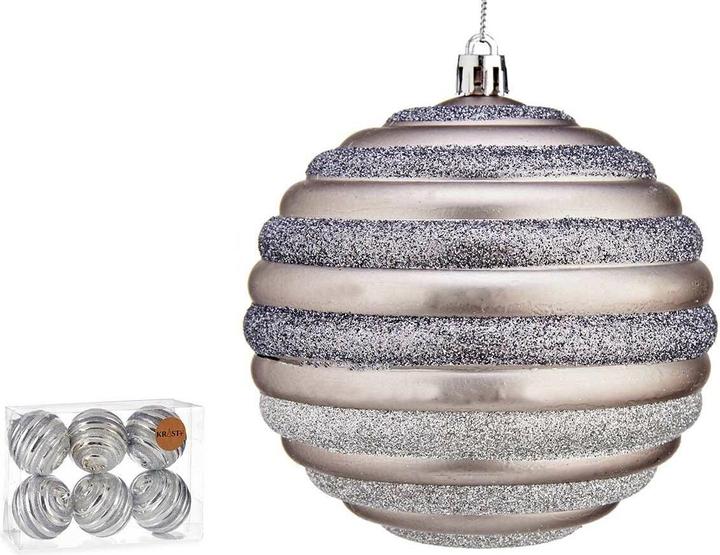 Image du produit Krist+ Weihnachtskugeln-Set Kreise 10 cm Silberfarben Kunststoff (6 Stück) (6-pièce)
