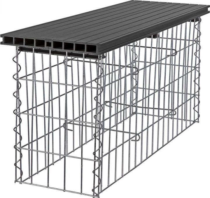 Produktbild Dema WPC Gabionenbank Gabione Steinkorb Bank Sitzbank Gartenbank anthrazit 100x30 cm