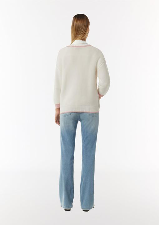 Produktbild Comma Strickpullover Strickpullover mit V-Ausschnitt und Kontrastdetails (44)