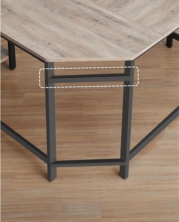 Actual product image Vasagle Desk greige L-shaped, 8-leg frame black 88.0 / 138.0 x 49.0 cm (138 x 138 x 76 cm)