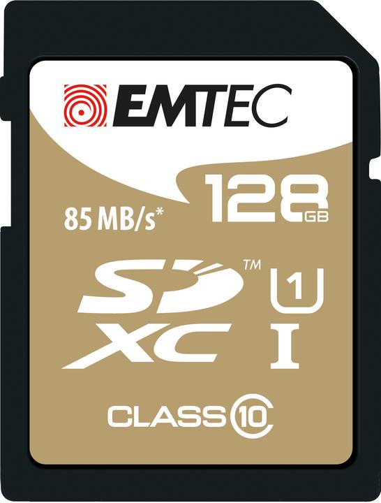 Image du produit Emtec SDXC 128GB Class10 Gold + (128 Go, SDXC, U1, UHS-I)