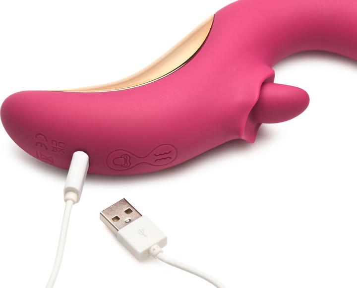 Actual product image Lickgasm XR Brands - Tease & Please Licking & Thrusting Vibrator - Pink