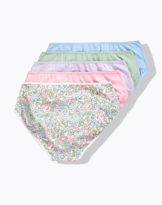 Produktbild Ulla Popken Midislips, 5er-Pack, Blüten/ einfarbig (54, 56, 5er Pack)