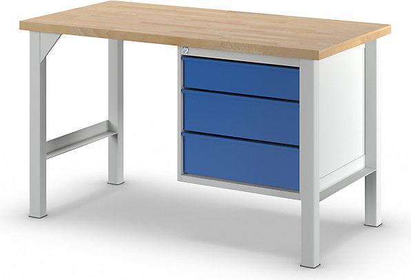 Actual product image MBA-System Modular workbench, width 1500 mm, 3 drawers 1 x 125 / 2 x 175 mm, light (150 cm, 75 cm)