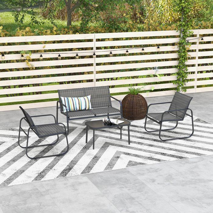 Produktbild Swisshandel24 Gartenmöbel-Set 4-tlg., Gartengarnitur mit 1 Zweisitzer, 2 Stühlen, 1 Couchtisch, Sitzgarnitur, Balk