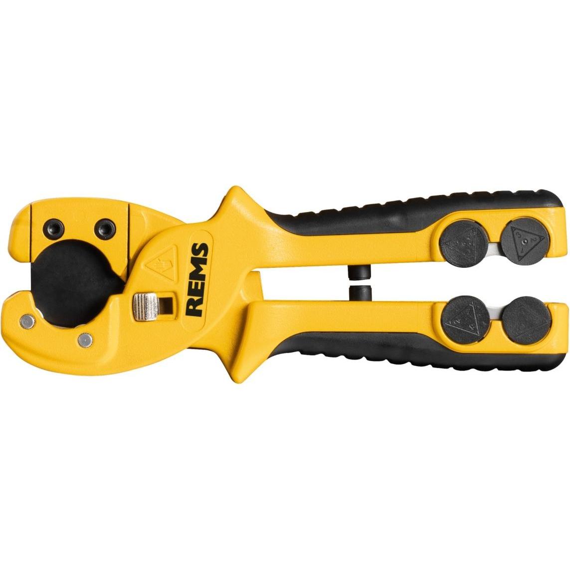 Rems, Zijsnijders, Pijpsnijder voor kunststof buizen en kunststof buizen met metalen inzet. Geïntegreerde kunststof