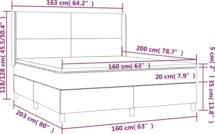 Produktbild vidaXL Boxspringbett (160 x 200 cm)