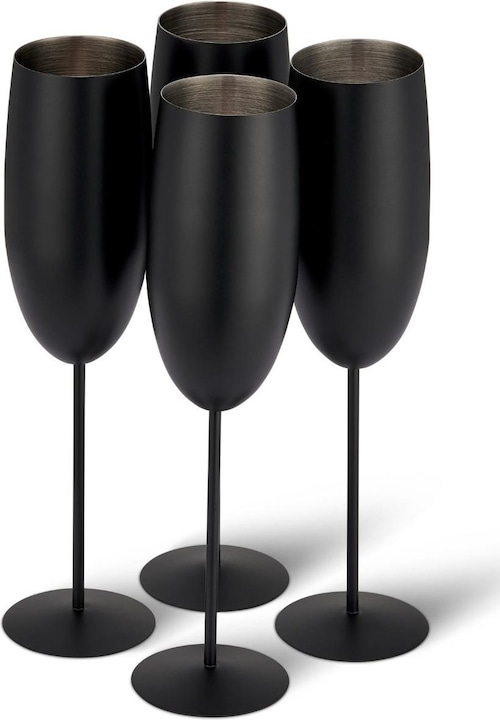 Image du produit Oak & Steel 4 verres à champagne en acier inoxydable Set cadeau (28.50 cl, 4 Verres, Flûtes à champagne)