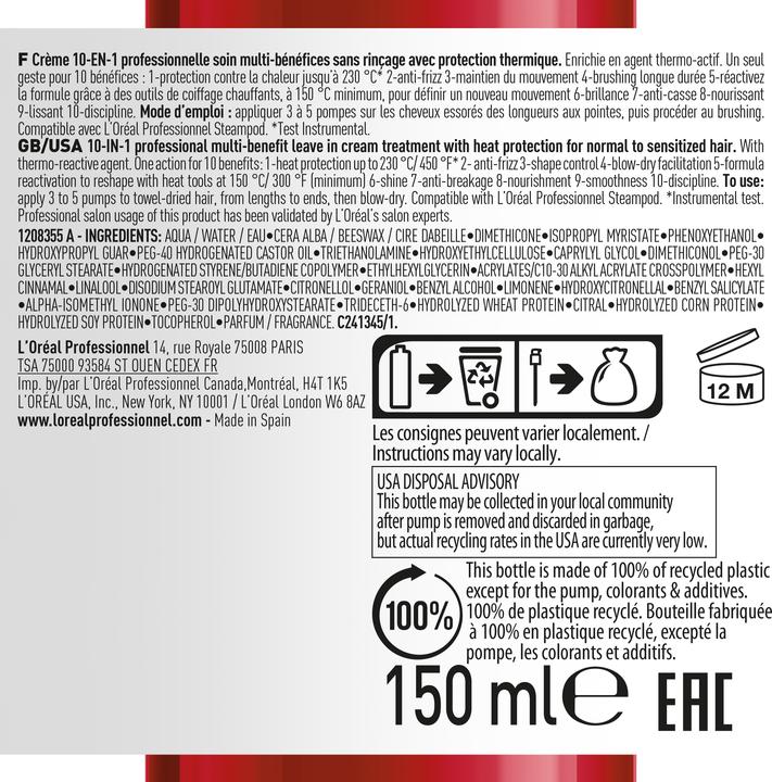 Immagine prodotto L'Oréal Professionnel Fluidificatore per asciugatura 10 in 1 (150 ml)