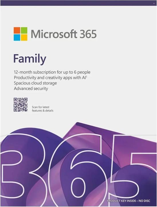 Produktbild Microsoft MS FPP M365 Family FY25H2 1 License Medialess 1 Year (EN) (6 User, 12 Monate)