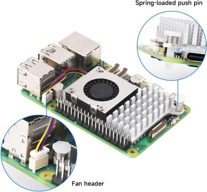 Image du produit WaveShare Raspberry Pi 5 Aktiv Kühler mit Lüfter (B)