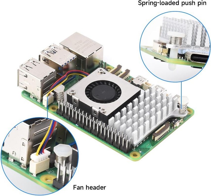 Actual product image WaveShare Raspberry Pi 5 active cooler with fan (B)