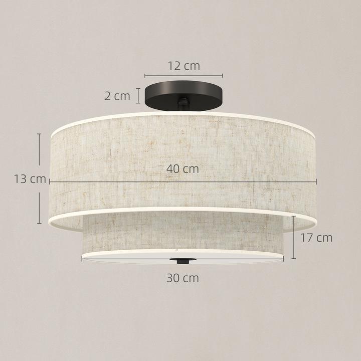 Image du produit Homcom Deckenlampe Metall, Stoff Cremeweiss (E14)