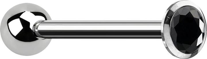 Actual product image Star Piercing Barbell internal thread silver with ball and crystal black (without brass, Titanium)