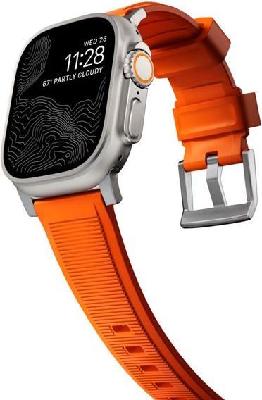 Immagine prodotto Nomad Cinturino rugged -ranneke, Apple Watch 49 / 45 / 44 /, oranssi / hopea (45 mm, 44 mm, 42 mm, 49 mm, Pneumatico)