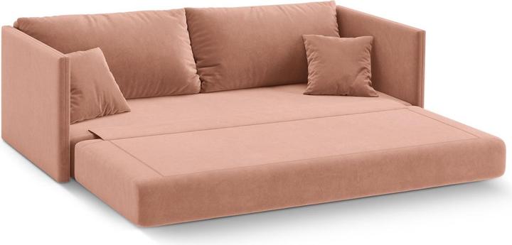 Actual product image Cosmopolitan Design Velvet Sofa With Bed Function, "Shannon", 3 Seats, Pink, 209x94x87 Made in Europe (3-seater)