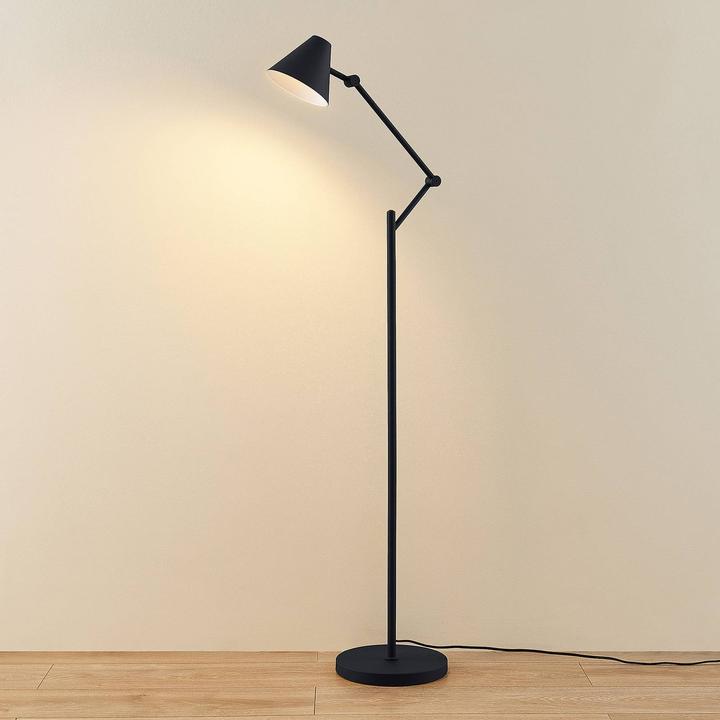 Actual product image Lucande Phina floor lamp in black, height-adjust. (E27)