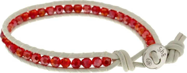 Actual product image Leyda Leather Bracelet with Red Crystals (17 cm, Leather)