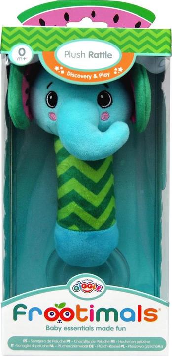 Actual product image Kids Euroswan Melany Melephant Frootimals plush rattle blue/pink