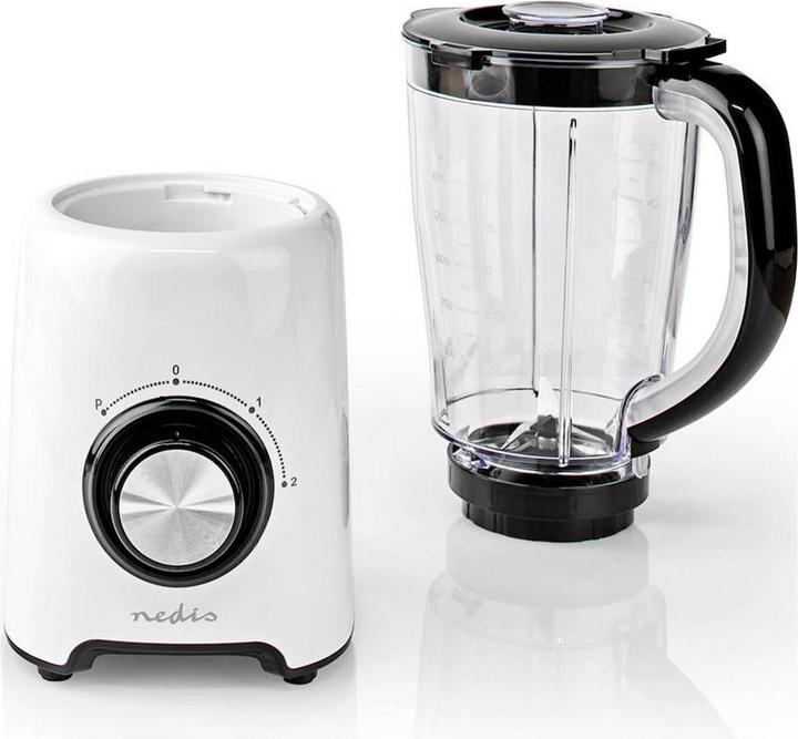 Produktbild Nedis Standmixer / 800 W / 1.5 l / Plastik / 2 Geschindigkeitsstufen / Schwarz / Weiss (800 W)