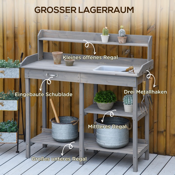 Produktbild Outsunny Gärtnertisch mit Wanne