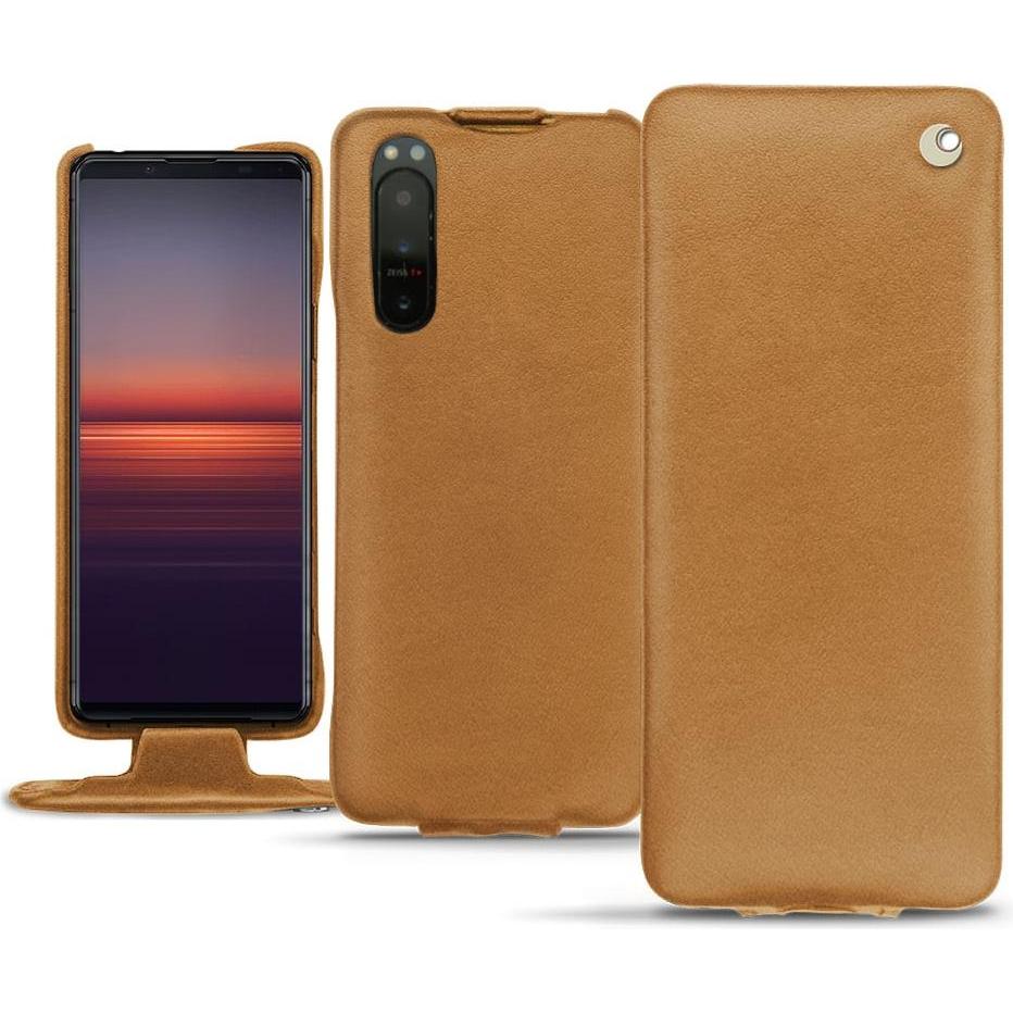Noreve Lederschutzhülle vertikal (Sony Xperia 5 II), Smartphone Hülle, Braun