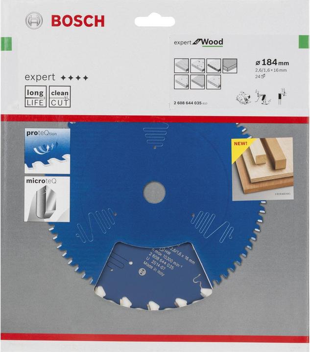 Produktbild Bosch Professional Zubehör Kreissägeblatt Expert for Wood, 184 x 16 x 2,6 mm, 24