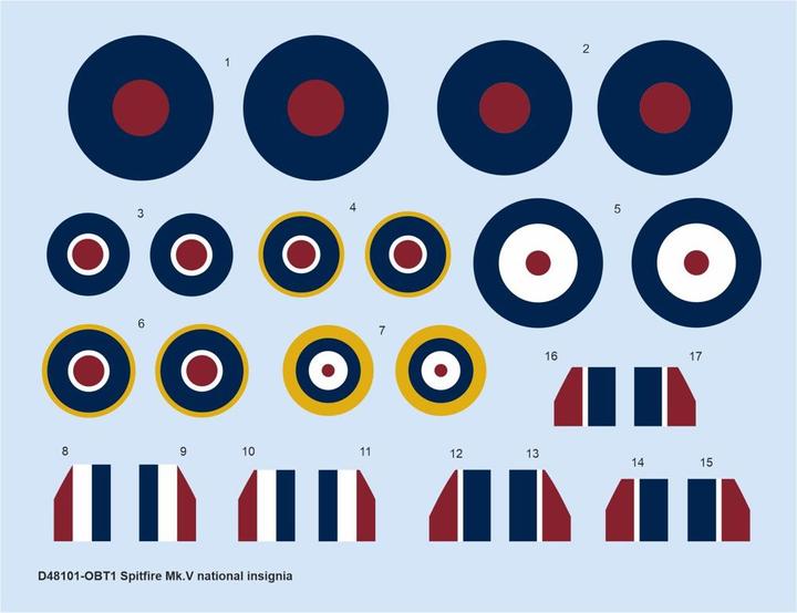 Actual product image Eduard Spitfire Mk.V national insignia for