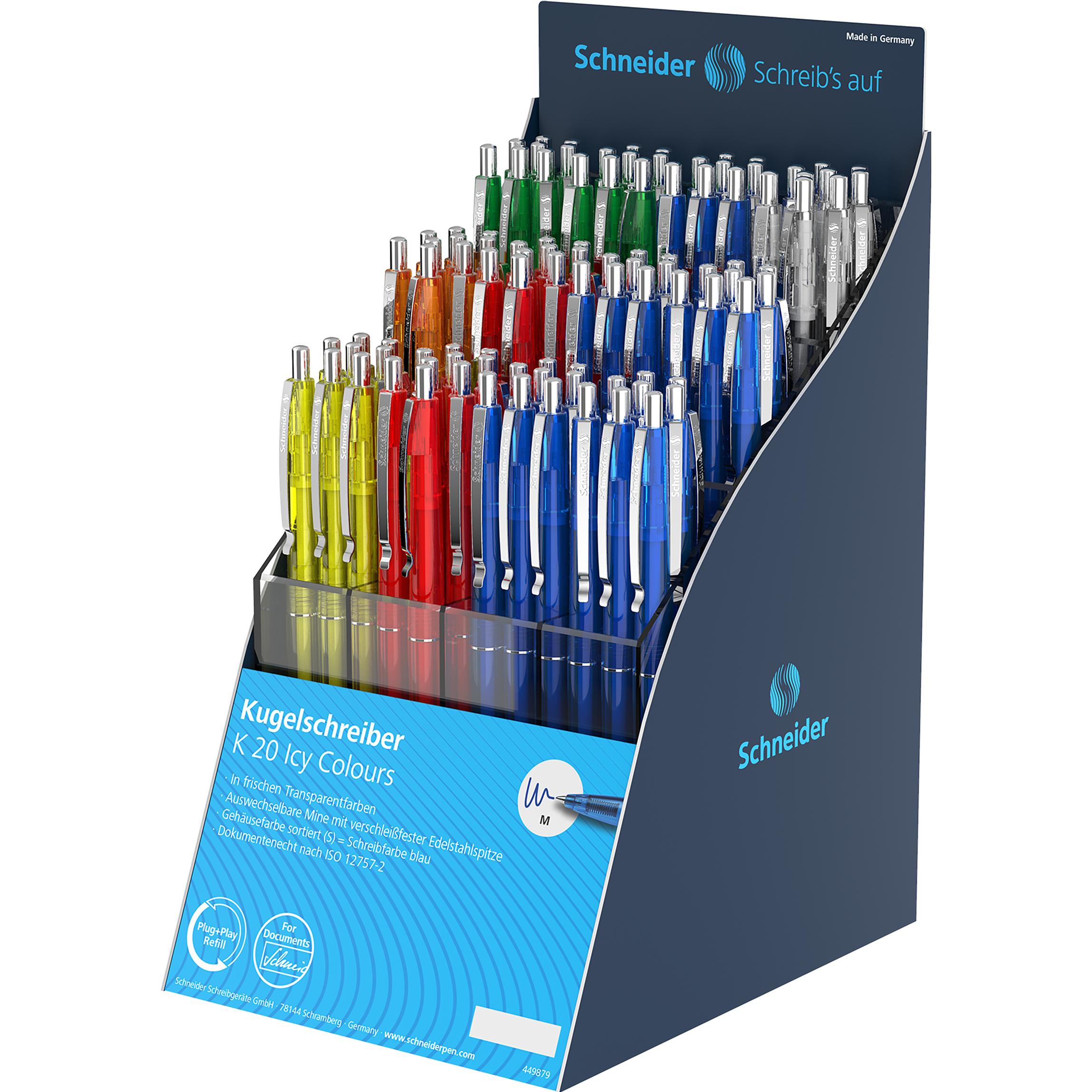 Schneider, Schreibstifte, Kugelschreiber K20 ICY 004163 (assortiert), 100 Stück (Mehrfarbig, 100 x)