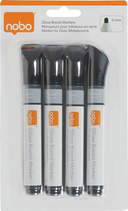 Produktbild Nobo Glasboard Marker (Schwarz, 3 mm, 4 x)