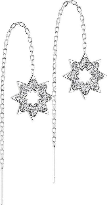 Star Piercing Ohrstecker silber freifallende Kette Schneeflocke mit Kristallen (ohne Messing, Chirurgenstahl 316L)