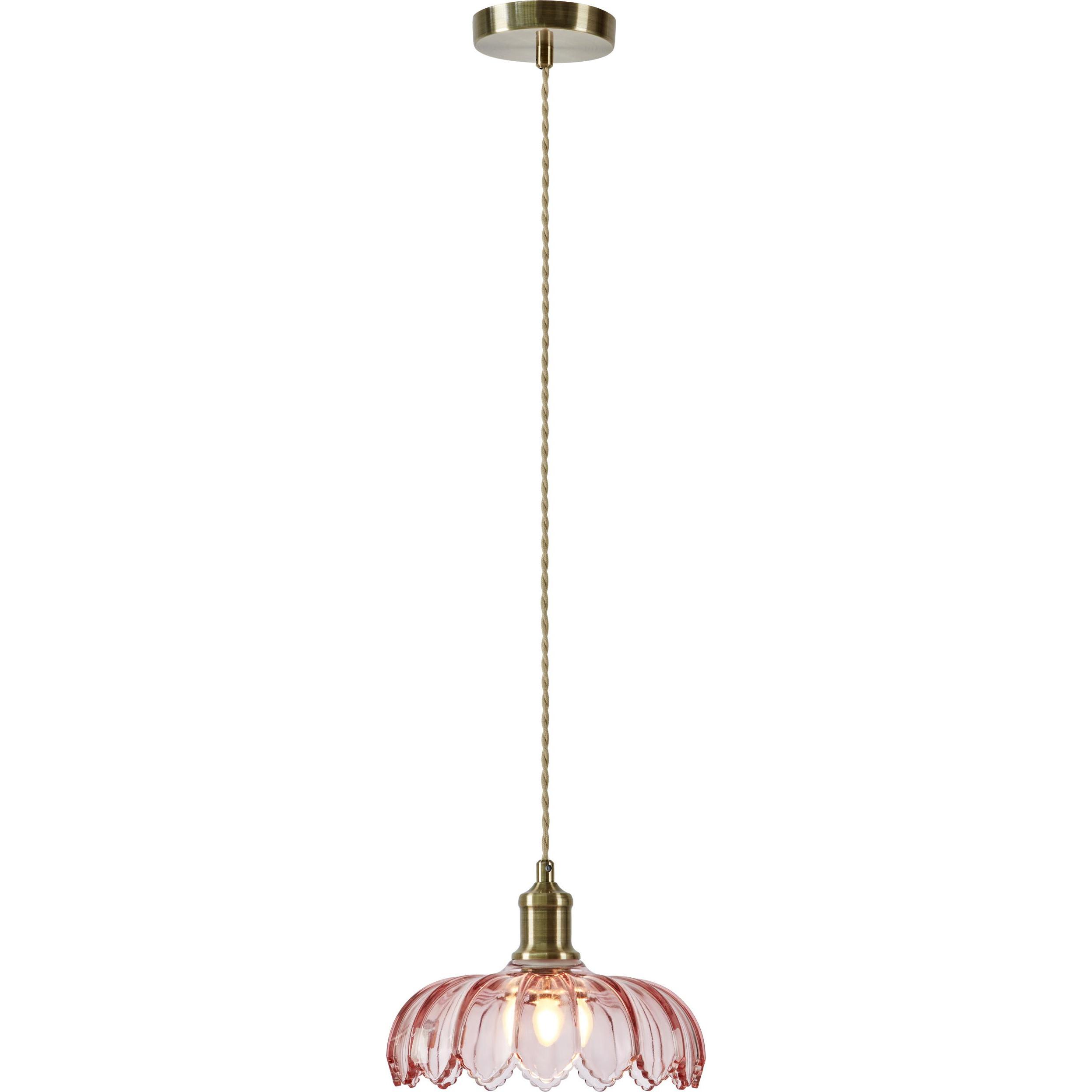 Markslöjd, Lampada a sospensione, KURAGE Pendant 1L Antique Brass/Pink (E27)