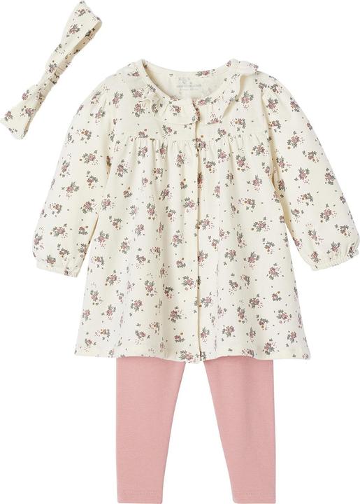 Produktbild Vertbaudet Bio-Kollektion: Baby-Set aus Blumenkleid, Leggings & Haarband (56)