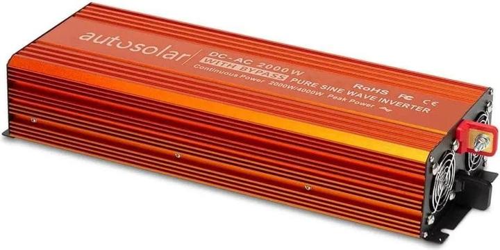 Autosolar Onduleur avec bypass 12 V DC vers 230 V AC 2000 W