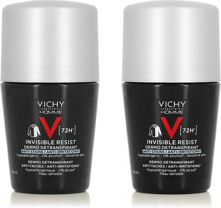 Actual product image Vichy Lot de 2 Déodorants Roll On Invisible Resist Men - 2 x 50 ml (Roll-on, 50 ml)