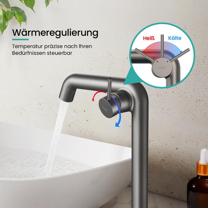 Produktbild Emke Wasserhahn Bad Messing Keramikkartusche Luftsprudler Waschtischarmatur Mischbatterie einfache Instal
