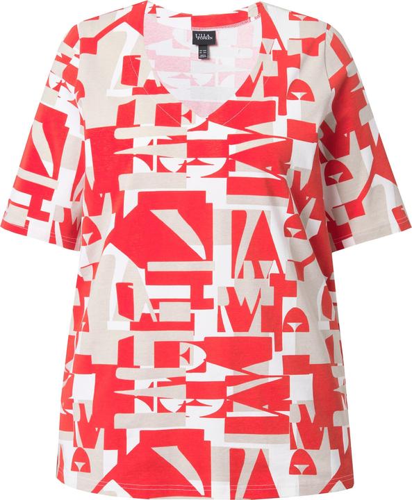 Produktbild Ulla Popken T-Shirt, Buchstaben, A-Linie, V-Ausschnitt, Halbarm (56)