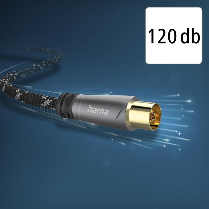 Actual product image Hama Antenna cable, coax male - coax female, metal, gold plated, 1.5 m, 120 dB (120 dB, Antenna cable)