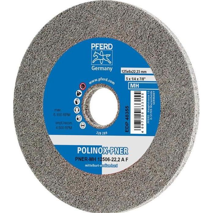 Pferd, Schleifmittel, Schleifscheibe PNER-MH 12506-22,2 A F O.D.125mm B.6mm Bohrung D.22,2mm mittelhart Geschwindigkeit ...