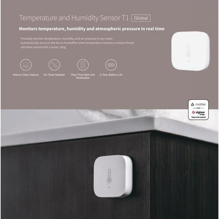 Thumbnail - Aqara Temperatur- und Feuchtigkeitssensor T1, Thermometer + Hygrometer, Weiss