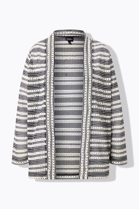 Produktbild Ulla Popken Strickjacke, Strick-Streifen, offene Jacke, Langarm (60)