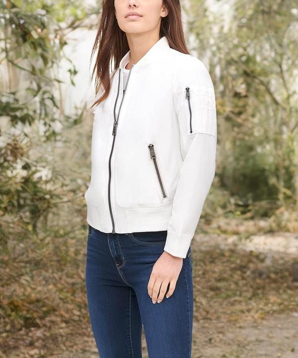 Actual product image Levis Womens Poly Bomber Jacket with Contrast Zipper Pockets (M)