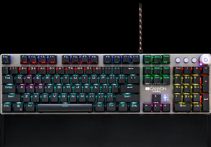 Immagine prodotto Canyon Tastiera meccanica da gioco Nightfall CND-SKB7-US, interruttore nero, LED, layout USA (US, Cablato)