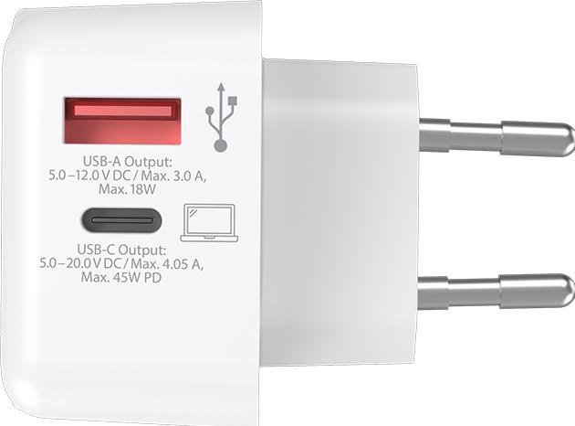 Produktbild Skross Euro USB Charger AC45PD + USB-C cable USB-Ladegerät 45W Innenbereich, Steckdose Ausgangsstro (45 W, 2 Ports)